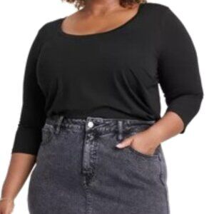 Ava & Viv Women's 3/4 Sleeve Tunic T Shirt in Black Size 3X NWT